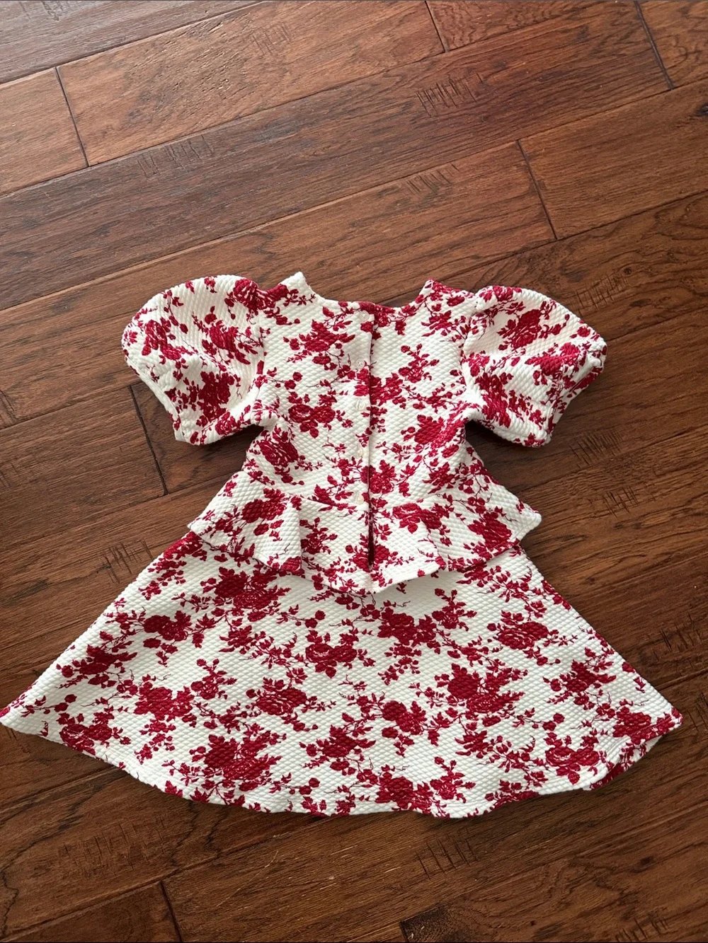 Janie and Jack Dress with Red Floral Print & Velvet Bows - holiday or Christmas